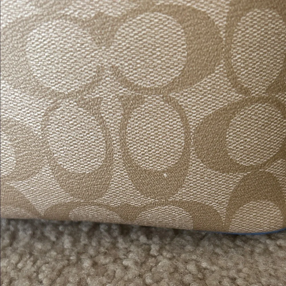 Coach Beige and Blue Stripe Tote - Picture 6 of 7